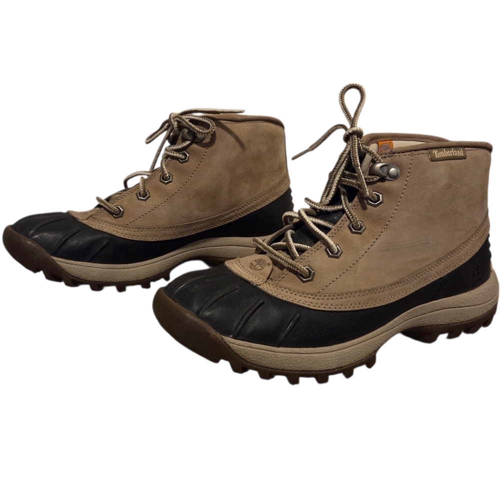 Timberland Canard Duck Leather Rain Winter Boots Short Low Womens 8 Lace Up Tan